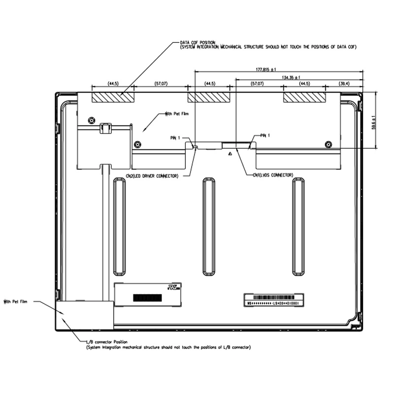 15 Inch 1024*768 Horizontal TFT LCD Display